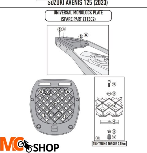 KAPPA STELAŻ KUFRA CENTRALNEGO SUZUKI AVENIS 125