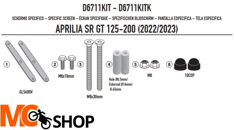 GIVI MOCOWANIE SZYBY 6711DT GID6711KIT