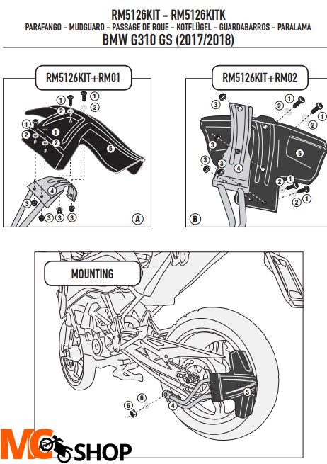 KAPPA MOCOWANIE BŁOTNIKA KRM01 BMW G 310GS 17-21