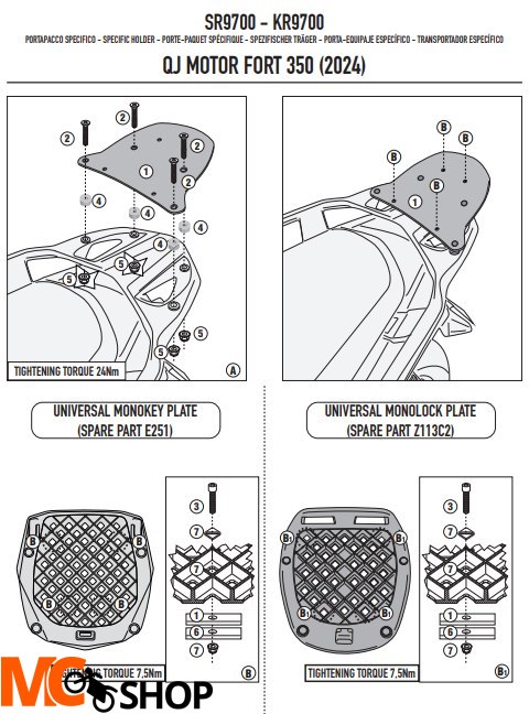 KAPPA STELAŻ KUFRA CENTRALNEGO QJ MOTOR FORT 350