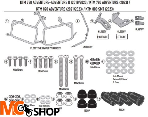 KAPPA STELAŻ KUFRÓW BOCZNYCH MONOKEY CAM SIDE KTM