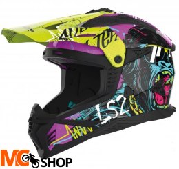 LS2 KASK CROSS MX708 FAST II GORILLA PURP H-V YEL