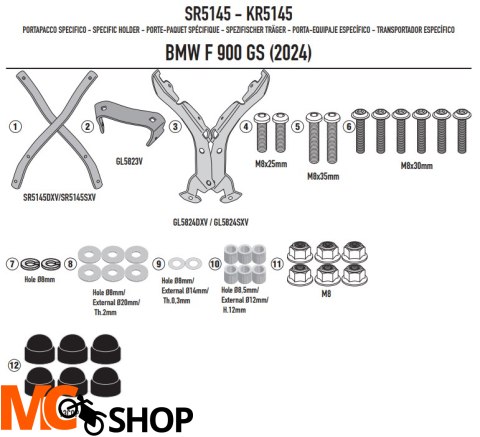GIVI STELAŻ KUFRA CENTRALNEGO BEZ PŁYTY BMW F 900