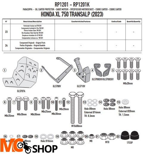 GIVI ALUMINIOWA OSŁONA MISKI OLEJOWEJ HONDA XL750