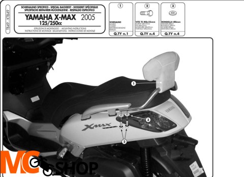 KAPPA OPARCIE PASAŻERA YAMAHA X-MAX 125/250 '05-09