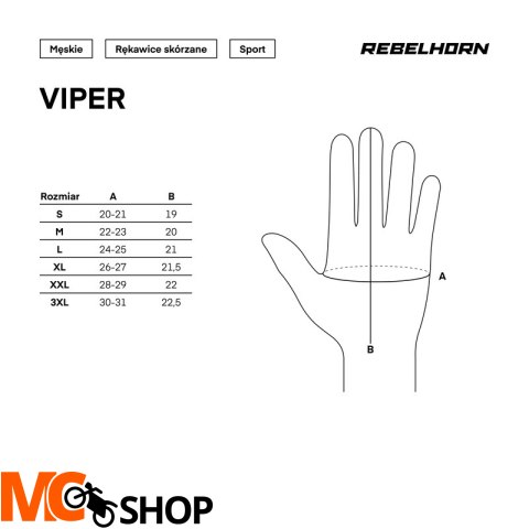 REBELHORN RĘKAWICE SKÓRZANE VIPER BLACK/GR/FLU RED