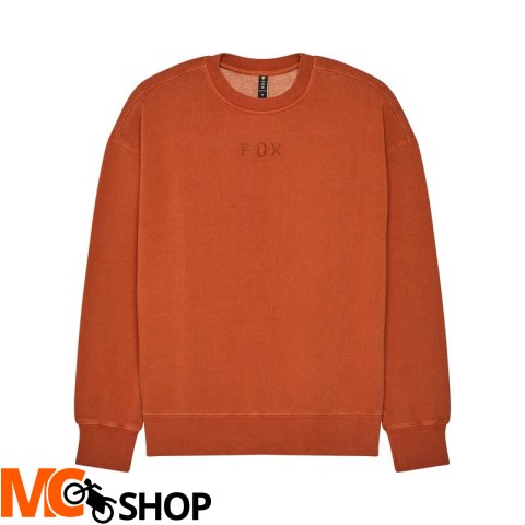 FOX BLUZA WORDMARK OVERSIZED FLEECE CREW COGNAC
