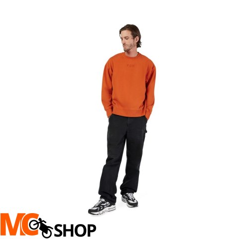 FOX BLUZA WORDMARK OVERSIZED FLEECE CREW COGNAC