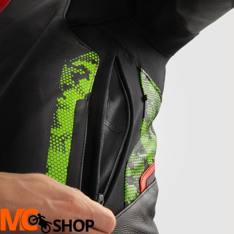 REBELHORN SKÓRZANA VELOCE CAMO BLACK/GREEN/FLU RED
