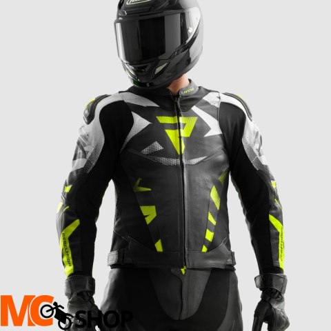 REBELHORN KURTKA SKÓRZANA INFERNO BLACK/WH/FLU YEL