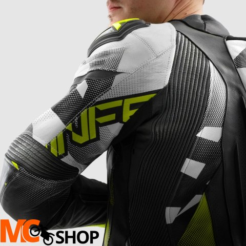 REBELHORN KURTKA SKÓRZANA INFERNO BLACK/WH/FLU YEL