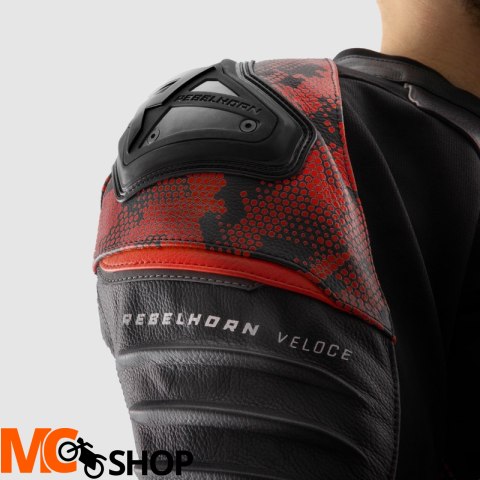 REBELHORN KURTKA SKÓRZANA VELOCE CAMO BLA/FLUO RED