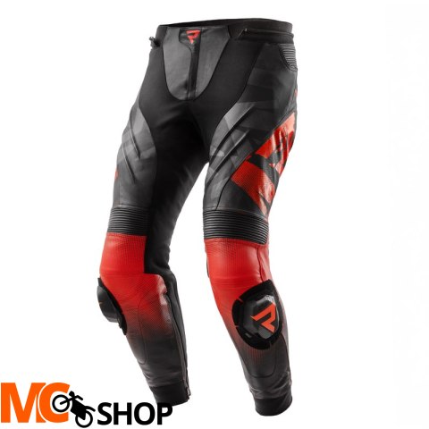 REBELHORN SPODNIE SKÓRZANE INFERNO BLACK/FLUO RED